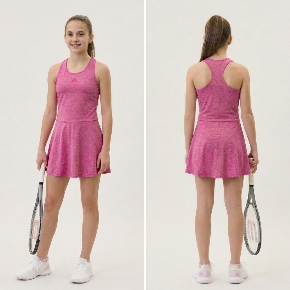 BNWT Adidas Youth Teen Dress XL 16 Pink Heathered Active Tennis Sporty Racerback